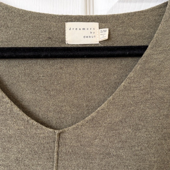 Heather Medium Olive Green Vneck Tunic Sweater - Picture 3 of 3